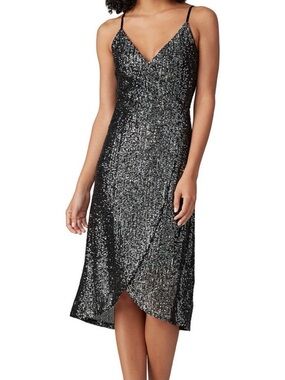 Cupcakes & Cashmere Joelle Sequin Faux Wrap Dress - L